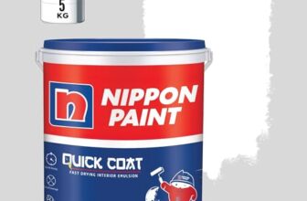 Nippon Paint Quick Coat Interior Emulsion Paint – 5 KG (WHITE)-Quick Drying, Good Coverage, Low VOC-Paint for Wall, Living Room