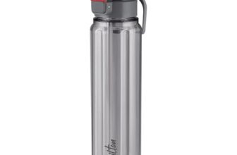 MILTON Aston 700 BPA & BPS-Free Water Bottle 700 ml| Food-Grade Plastic | One-Click Open | Leak-Proof | Sip & Gulp Lid I Ideal for Office, School, College, Gym, Grey
