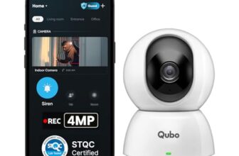 Qubo Smart Cam 360° Pro 4MP by Hero Group [2026 Edition]| STQC Certified | Color Night Vision | 360° Panoramic Monitoring |App Alerts | 2-Way Talk | AI Person Detection | Cloud & SD Card Support