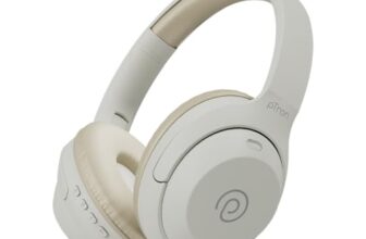 pTron Studio Classic w/ 75Hrs Playtime, Wireless Over Ear Headphones w/HD Mic, Dual Device Pairing, TruTalk AI-ENC Calls, Low-Latency Game & Music, Deep Bass, BT5.4 & Type-C Charging (Beige)