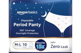 Amazon Basics Disposable Period Panties For Girls | M-L | 10 Count (Pack of 1) | 360° Coverage | Upto 8 Hours of Protection | Leak Proof | Overnight Protection | Period Panty