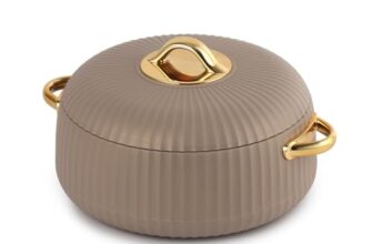 CELLO Aurum Insulated Casserole Hot Pot For Kitchen 1250 ml Brown | Easy to Serve Lightweight Outdoor Safe Keeps Food Hot and Warm Airtight Insulated Casserole Hot Pot Pack Set For Roti Rice Biryani