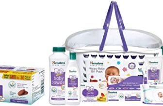 Himalaya Baby Gift Pack Basket,Pack of 1 Set,White & Himalaya Gentle Baby Soap Value Pack, 4 * 75g