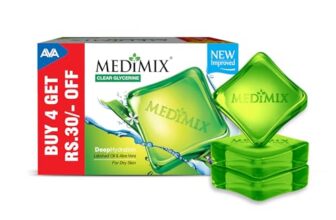 Medimix Clear Glycerine Bathing Bar Soap for Dry Skin 100g (Pack of 4) | Infused with Lakshadi Oil & Aloe Vera | Effective for Dry Skin