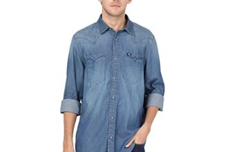Lee Men’s Solid Blue Shirt (Regular)