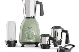 Milton Neom Mixer Grinder, ISI Certified, Grindstone Blade Technology, 4 Jar, 550 W (21000 RPM), 5 yr motor warranty, 2 yr product warranty I Pale Green