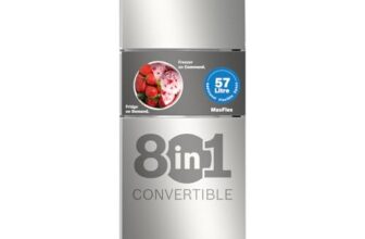 Bosch 303L, 3 Star, MaxFlex Convert Frost Free Triple Door Refrigerator | 8-in-1 Convertible Storage Modes | 57L Extra Convertible Zone | Cool Extend up to 18 hours (CMC33S03NI, Shiny Silver)