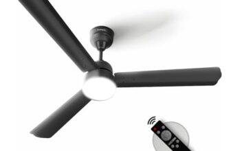 LONGWAY Luminair 1200 mm BLDC Ceiling Fan with Remote Control & LED Light | BEE 5 Star Rated Energy Efficient | Ultra High Speed 3 Blade Anti-Dust Decorative Ceiling Fan (Smoked Brown, Pack of 1)