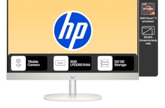 HP AIO 24, AMD Ryzen 3 7320U,8GB LPDDR5, 512GB SSD (Win11,Office24) Anti-Glare, FHD, 23.8inch(60.5 cm), 510SP White Wireless Keyboard and Mouse Combo,Radeon Graphics,White, 5.27kg,24-cr0014in/cr0016in
