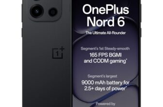 OnePlus Nord 6 | 8GB+256GB | Pitch Black | Snapdragon 8s Gen 4 | Segment’s First Stable 165FPS Gaming | Segment’s Largest 9000mAh Battery | Most Complete IP Rating | Personalized AI