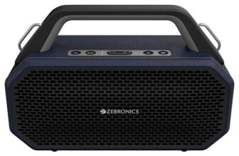 ZEBRONICS Prima, Portable Bluetooth Speaker, 90 Watts, Upto 9 Hours Playback, Dual 11.8cm Drivers, Dual Passive Radiators, BTv5.4 | TWS | AUX | USB, Carry Strap, Deep Bass, Splash Proof (Blue)