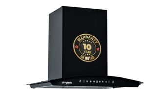 Amplesta Stella 60CM Chimney for Kitchen Auto Cleaning 1350 m3/hr Curved Wall Mounted Kitchen Chimney for Home Filterless Two Way Suction Auto Clean Touch & Gesture Control (Stella MS A C FL 60 BK)