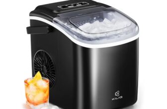KILIG H01B Portable Ice Maker Machine | 12Kg/24Hrs | 9 Bullet Ice Cubes in 6–10 Mins | 1.2L Water Tank | Self-Cleaning | Compact Countertop Ice Maker | Black