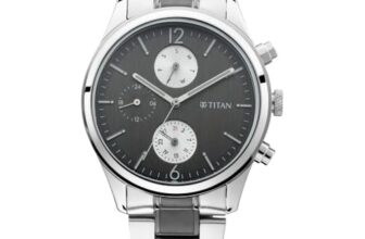 Titan Men’s Metropolitan Charm: Men’s Multifunctional Anthra Watch with Metallic Accents-NS1805KM02