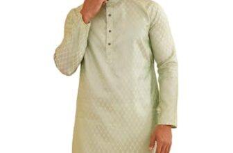 SOJANYA (Since 1958 Men’s Jacquard Silk Pista Green Self Design ONLY Kurta Size: 38