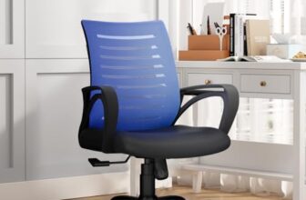 CELLBELL Desire C104 Mesh Mid Back Chair | Ergonomic Office, Study, Revolving, Computer Chair for Work from Home Heavy Duty Metal Base, Seat Height Adjustable (Blue)