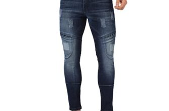 Campus Sutra Men’s Classic Blue-Washed Solid Patterned Regular Fit Denim Jeans | Premium Mid-Rise Cotton Stretchable Crafted with Comfort Fit and High Performance for Everyday Wear(Size-30)