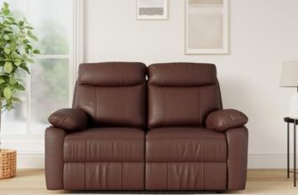 Amazon Brand – Solimo Ranttila Manual 2 Seater Leatherette Recliner (Dark Brown)