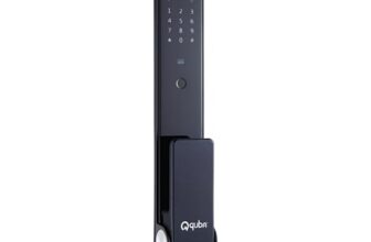 Quba QUANTRA Award-Winning Digital Lock | 5-Way Access Push-Pull Smart Lock | Black | WiFi & Fire Safety with Red Dot Design | Video Call & Emergency Exit | Free Installation | 3 Year Warranty