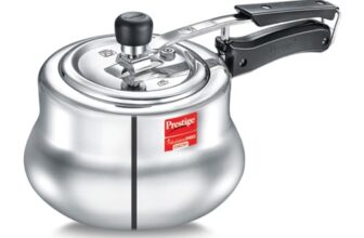 Prestige Nakshatra Pro Plus Svachh Aluminium Gas & Induction Compatible Spillage Control Inner Lid Pressure Cooker Handi 2 L Silver