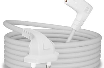 FEDUS 1.8 Meter 2-pin L-Shape Universal Replacement AC Power Cord Cable Wire for LED TV, Printer, Play Station, Laptop PC Notebook Computer, Tape Recorder, Camera White