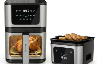 Lifelong BRIK 2-in-1 Air Fryer & Barbeque | 1350W Power, 8 Presets | 4.2L Basket with Glass Window | Flip Design for Air Frying & Grilling | Low Oil Cooking, 360° Rapid Air Technology |LED Touch Panel