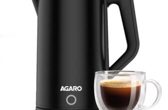 AGARO Elegant Electric Kettle, 1.8L, 1500 Watt, Double Layered Stainless Steel Inner Body, Quick Boil, Water Boiler, Hot Water Kettle, For Making Black Tea & Black Coffee, Auto Shut Off