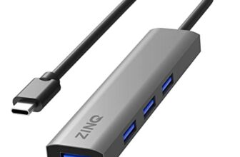 Zinq Technologies Zinq 4 USB 3.1 High Speed Ports Hub with Type C Input, All Ports USB 3.1 Adapter with Slim Aluminium Body for Laptop, MacBook, Windows Pc, Tablets, Type-C Mobile Devices (Grey)