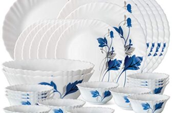 Larah by BOROSIL Fluted Series Ageria Opalware Dinner Set | 27 Piece for Family of 6 | Microwave & Dishwasher Safe | Bone-Ash Free | Crockery Set for Dining & Gifting | Plates & Bowls | White