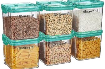 Floraware Food Safe Modular Plastic Square Airtight Containers, Stackable container, Storage Jar with Lid, Pack of 6, 700ml, Blue