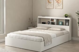 Spacewood Whitora Bed |King Size (78 X 72) Engineered Wood Bed with Box Type Storage | Shelfs in Headboard | 3 Year Warranty | Modern Design |Engineered Wood | Kingston White