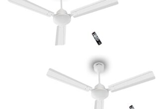 DIGISMART Storm BLDC Ceiling Fan with Remote, 28W Energy Efficient, 225 CMM Air Delivery, 65% Power Saving, Low Noise, Reverse Mode, Smart Memory, 3 Blade Ceiling Fan 5 Year Warranty Pack of 2 (White)