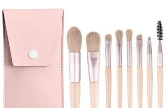 Gleva 8 Pcs Brush Set With Pouch, Makeup Brushes Premium Synthetic Kabuki Foundation, Concealers, Eye Shadows Professional Blush, Face Powder, Highlighter, Contour, Blending Eyeliner (Orange Peach)