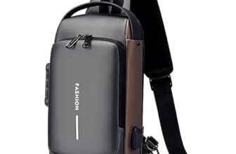 BRIGATTES Waterproof Polyester Slim Unisex Crossbody Sling Bag Chest Backpack Men’s Shoulder Bag, Leisure Travel Handbag, Hard Shell Anti-Theft Chest Bag for Men