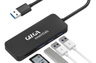GIZGA Essentials High Performance USB Hub with Card Reader, 5 in 1 USB Hub, Fast Data Transfer, 3 USB 2.0, Micro SD, TF Data Transfer Upto 480Mbps for Laptops, Smartphone, MacBook, Chromebook, Black