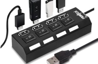 Frontech 4-Port USB Hub with Individual On/Off Switches, LED Indicators, 40 cm Cable, Optional Power Input Port, Plug-and-Play Multi-Device Connectivity, Backed with 1 Year Warranty