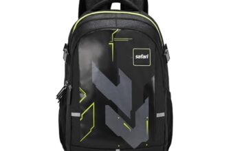Safari Terra 2 37L Casual Printed Backpack, school bag for boys and girls, college bag, office bag, travel bag for men and women, 3 compartments, Raincover, Bottle holder, Front pocket, Color- Black