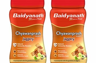 Baidyanath Ayurved Jaggery Chyawanprash – 750gm | Made with Goodness of Gur | Enriched with Amla | Helpful in Cough & Cold | Helps Boosts Immunity (Pack of 2)