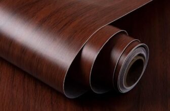 HOMEMATES Self-Adhesive Wallpaper Waterproof Old Furniture Vinyl Stickers Wooden Door Wardrobe Desktop PVC Wall Papers 45 X 304 CM- (Dark Brown Wood)
