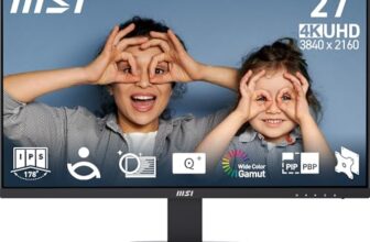 MSI PRO MP273U 27 Inch UHD Office Monitor – 3840 x 2160 IPS Panel, PIP/PBP, Wide Color Gamut, Eye-Friendly Screen, Built-in Speakers, Tilt-Adjustable – HDMI 2.0b, DP (1.4a)