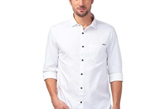 Spykar Men White Cotton Regular Slim Fit Plain Shirt