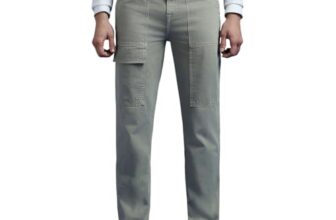Olive Mid Rise Tapered Cargo Jeans