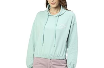 Hubberholme Women’s Winter Wear Cotton Blend Hooded Sweatshirt Pullover Hoodie (Sage Green)