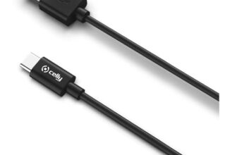 Celly USB-C Cable, USB Type A to Type C Data and Charging Cable, 480 Mbps Data Sync, 3A Fast Charge, Light Weight, PVC Cable, 1 Meter (Black)