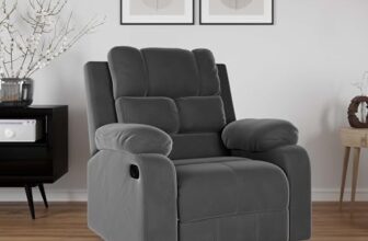 Amazon Brand – Solimo Perfect Loung Velvet Fabric | Single Seater Sofa Recliner | Manual Recliner (Velvet Fabric_Grey)