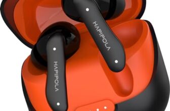 HAPIPOLA Serene (ANC) in Ear Wireless ANC Earbuds (TWS), Massive 40Hrs Playtime with Speed Charge, Customizable Bass (Black with Orange)