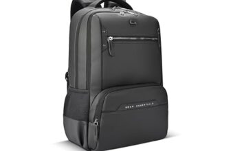 Gear Quantum 3 18″/29L Antitheft Large Faux Leather Water Resistant Laptop backpack with Raincover/Laptop backpack/Casual Backpack/Daypack/Travel Backpack/College Bag For Men/Women(Black-Black)