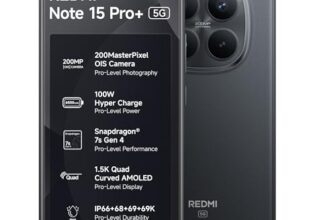 REDMI Note 15 Pro+ 5G (Carbon Black, 12GB + 256GB) | 200MasterPixel OIS Camera | Snapdragon 7s Gen 4 | CrystalRes AMOLED | IP69/69K | 6500mAh Si/C Battery | 100W HyperCharge