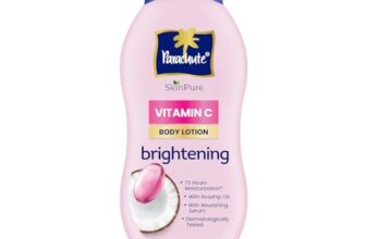 Parachute SkinPure Body Lotion with Vitamin C & Virgin Coconut Oil | Brightening Daily Moisturizer for Glowing Skin | Long-Lasting Hydration | Chemical-Free | Safe for All Skin Types | 400 ml