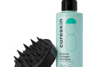 Cureskin Biotin & Collagen Shampoo + Scalp Massager | Sulphate-Free Strengthening Combo | Reduces Hair Fall, Adds Volume & Improves Density | For Thin & Damaged Hair